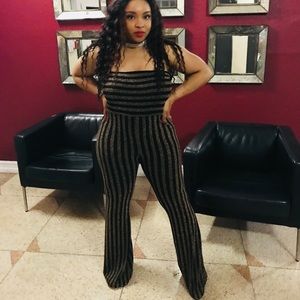 Fashion nova black and gold jumpsuit